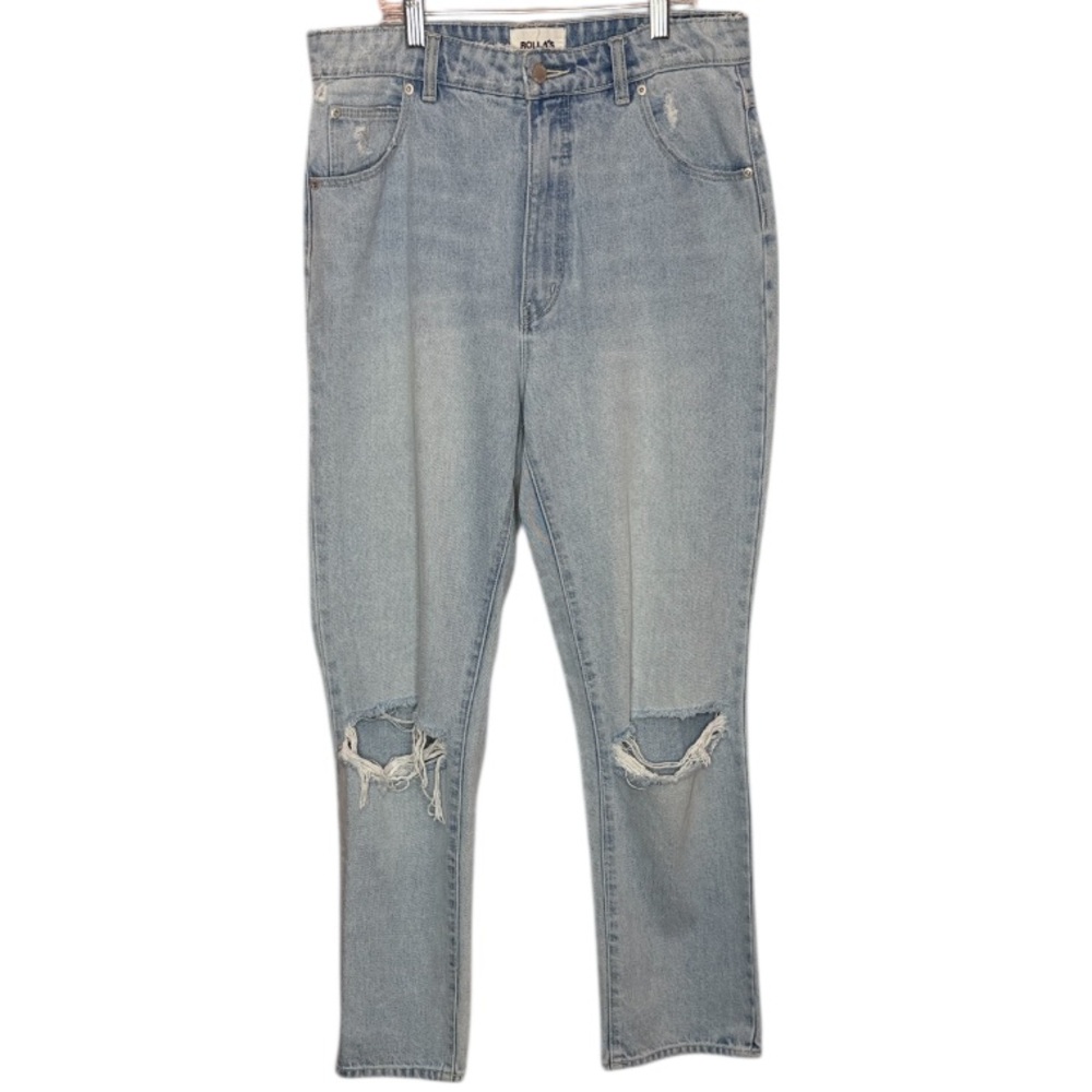 ROLLA’S Original Straight Light Wash High Rise Distressed Cropped Jeans. Size 30 - Picture 2 of 13